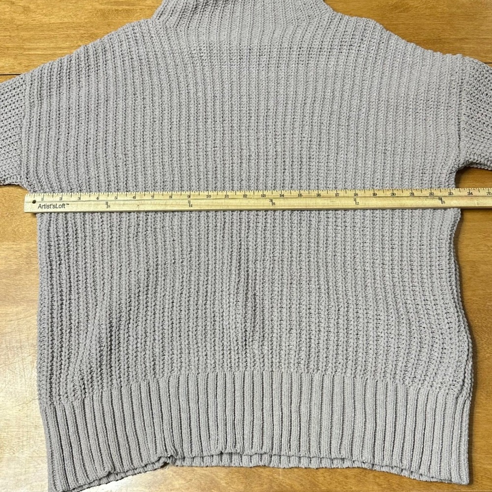 Aerie Oversized Chenille‎ Sweater Beige Slouchy Funnel Mock Neck Size XS Cozy - Picture 6 of 7